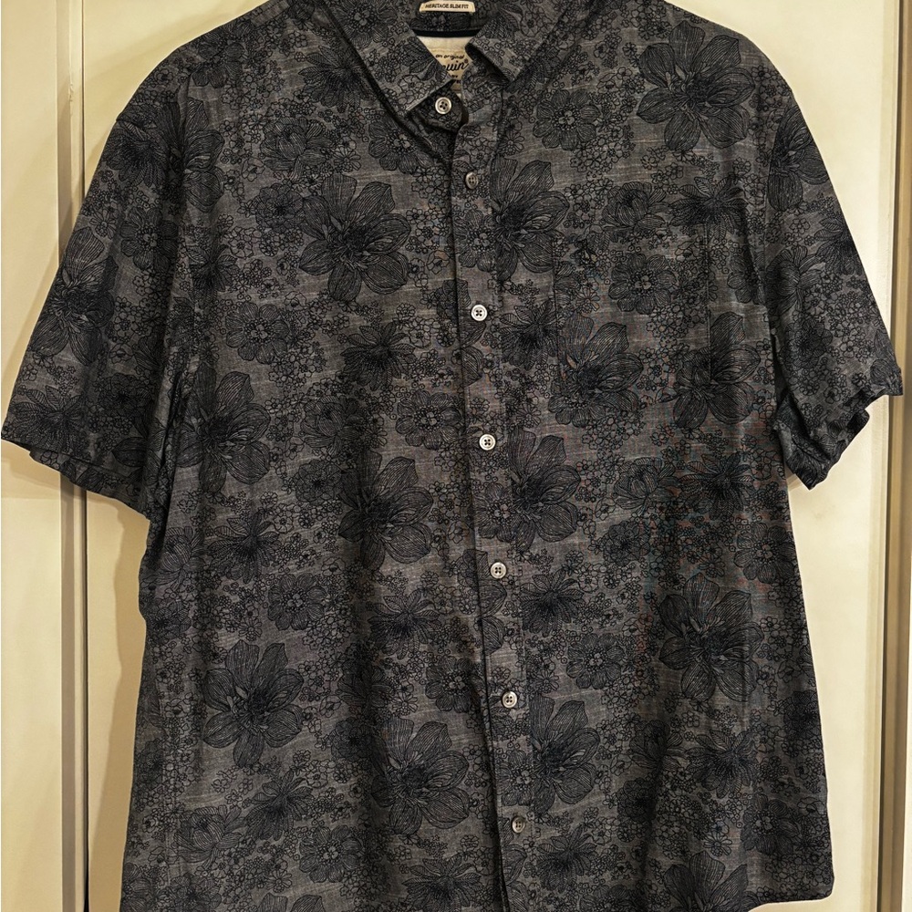 Original Penguin | Men's Floral Button Down blue-gray & navy floral